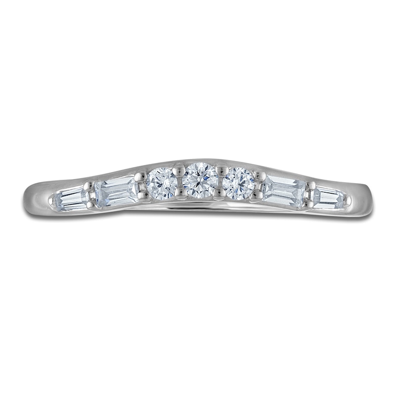 Main Image 3 of Vera Wang VOW Round & Baguette-Cut Diamond Contour Wedding Band 1/5 ct tw 14K White Gold
