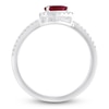 Thumbnail Image 4 of Pear-Shaped Natural Ruby & Diamond Halo Deconstructed Ring 1/6 ct tw 10K White Gold