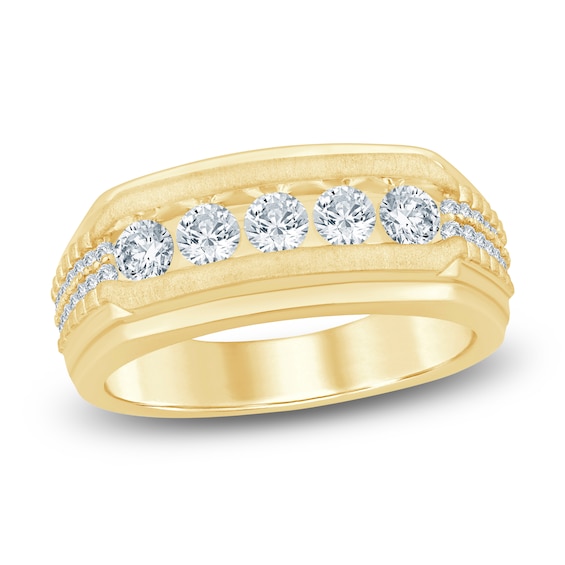 Men's Lab-Grown Diamond Five-Stone Ring 1 ct tw 14K Yellow Gold