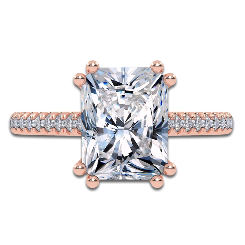 Main Image 3 of Radiant-Cut Lab-Grown Diamond Hidden Halo Engagement Ring 2-1/3 ct tw 14K Rose Gold