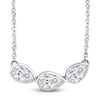 Thumbnail Image 1 of Pear-Shaped Lab-Grown Diamond Three-Stone Curved Bar Necklace 1/2 ct tw 14K White Gold 18"