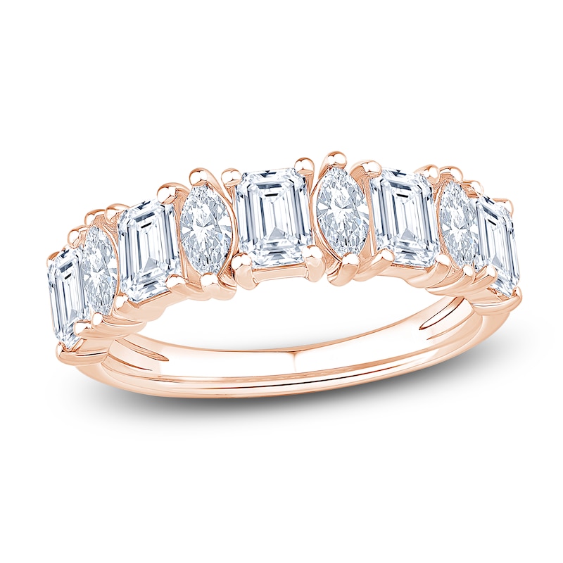 Main Image 1 of Marquise & Emerald-Cut Lab-Grown Diamond Anniversary Ring 2 ct tw 14K Rose Gold