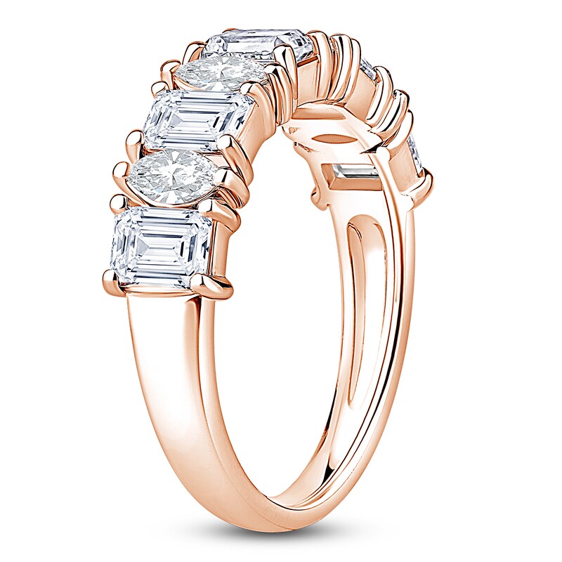 Main Image 2 of Marquise & Emerald-Cut Lab-Grown Diamond Anniversary Ring 2 ct tw 14K Rose Gold