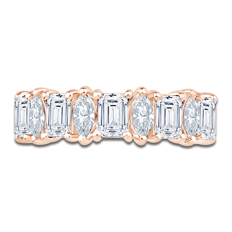 Main Image 3 of Marquise & Emerald-Cut Lab-Grown Diamond Anniversary Ring 2 ct tw 14K Rose Gold