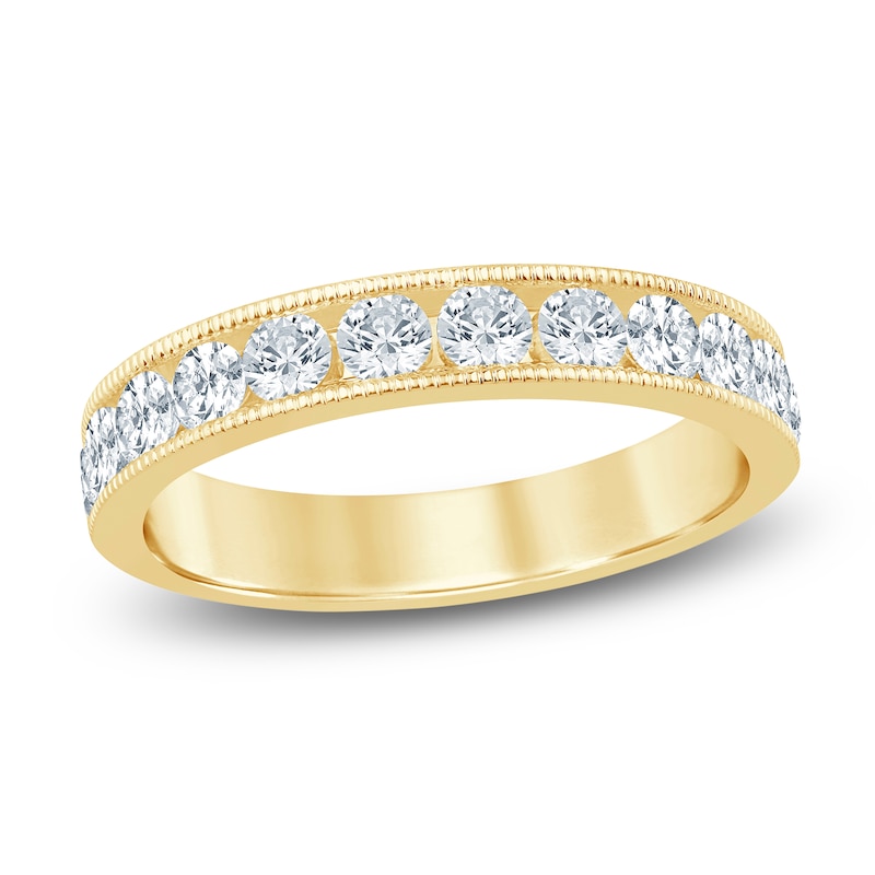 Main Image 1 of Certified Diamond Channel-Set Milgrain Anniversary Ring 1 ct tw 14K Yellow Gold