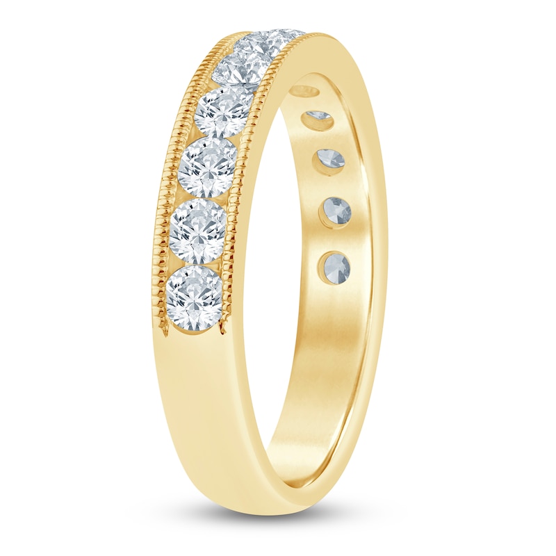 Main Image 2 of Certified Diamond Channel-Set Milgrain Anniversary Ring 1 ct tw 14K Yellow Gold