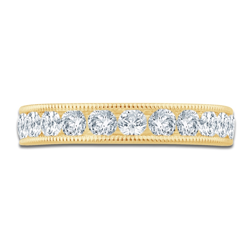 Main Image 3 of Certified Diamond Channel-Set Milgrain Anniversary Ring 1 ct tw 14K Yellow Gold