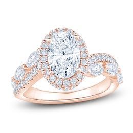 Oval-Cut Lab-Grown Diamond Halo Engagement Ring 2-5/8 ct tw 14K Rose Gold