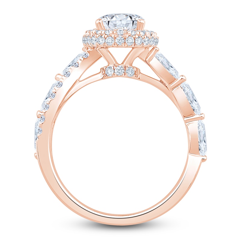 Main Image 2 of Oval-Cut Lab-Grown Diamond Halo Engagement Ring 2-5/8 ct tw 14K Rose Gold