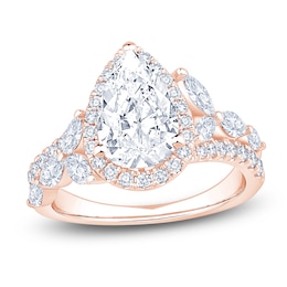 Pear-Shaped Lab-Grown Diamond Floral-Inspired Engagement Ring 3 ct tw 14K Rose Gold
