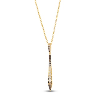 Le Vian Chocolate Ombré Diamond Elongated Bar Necklace 1/2 ct tw Diamonds 14K Honey Gold 19"