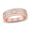 Thumbnail Image 1 of Men's Certified Square-Cut Diamond Wedding Band 1-1/2 ct tw 14K Rose Gold
