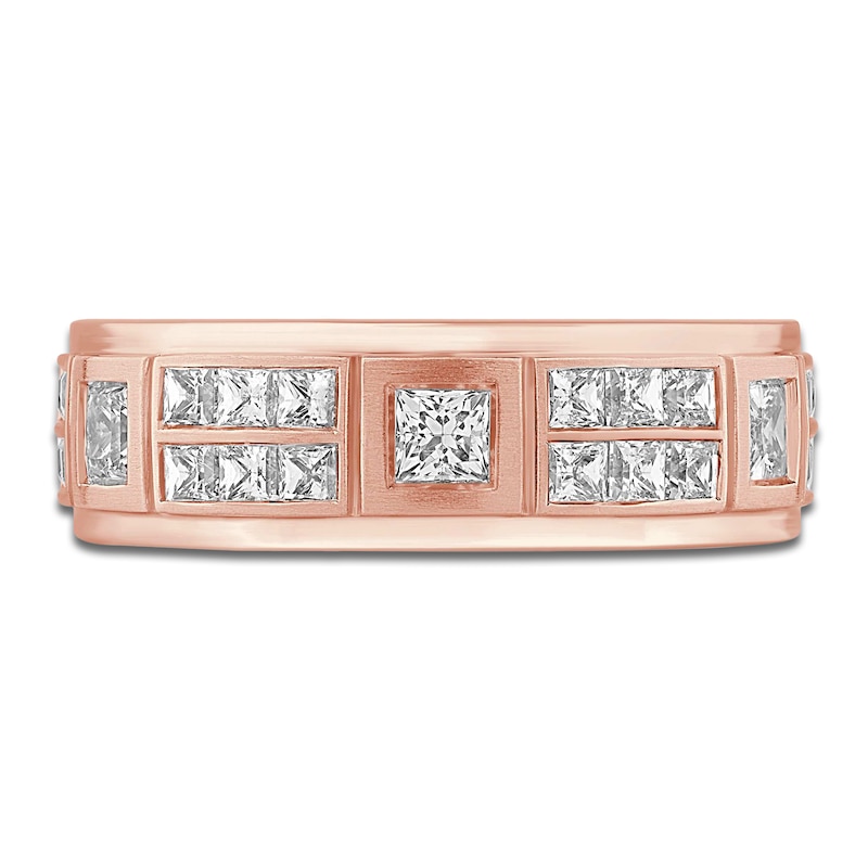 Main Image 3 of Men's Certified Square-Cut Diamond Wedding Band 1-1/2 ct tw 14K Rose Gold