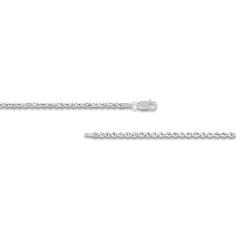 Main Image 2 of Glitter Rope Chain Necklace 2mm Semi-Solid 10K White Gold 24"