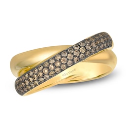 Le Vian Chocolate Diamond Crossover Ring 3/8 ct tw 14K Honey Gold