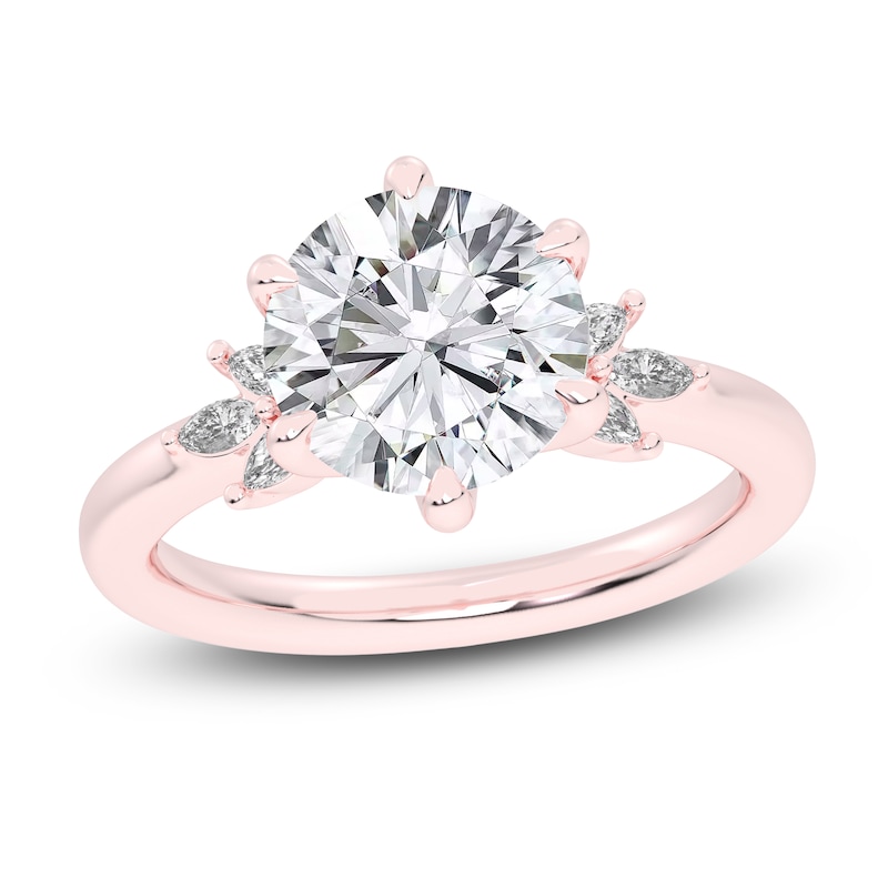 Main Image 1 of Created By Jared Studio Lab-Grown Round-Cut Diamond Floral Engagement Ring 3-1/5 ct tw 14K Rose Gold