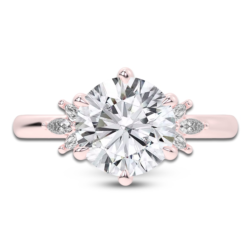 Main Image 3 of Created By Jared Studio Lab-Grown Round-Cut Diamond Floral Engagement Ring 3-1/5 ct tw 14K Rose Gold