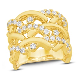 Unspoken Diamond Crossover Ring 1 ct tw 14K Yellow Gold