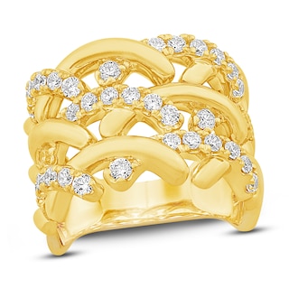 Unspoken Diamond Crossover Ring 1 ct tw 14K Yellow Gold