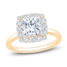 Certified Princess-Cut Lab-Grown Diamond Halo Engagement Ring 2-1/2 ct tw 14K Yellow Gold