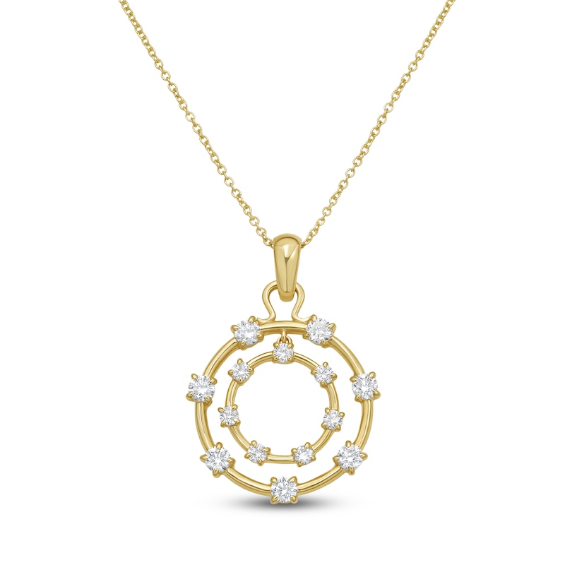 Main Image 1 of Jared Signature Lab-Grown Diamond Double Circle Station Necklace 1 ct tw 14K Yellow Gold 18"