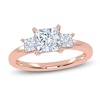Thumbnail Image 1 of Certified Princess-Cut Lab-Grown Diamond Three-Stone Engagement Ring 1-1/2 ct tw 14K Rose Gold