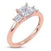 Thumbnail Image 2 of Certified Princess-Cut Lab-Grown Diamond Three-Stone Engagement Ring 1-1/2 ct tw 14K Rose Gold
