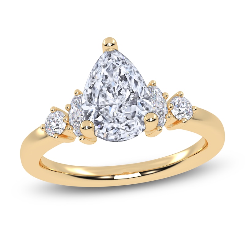 Main Image 1 of Certified Pear-Shaped Lab-Grown Diamond Engagement Ring 1 ct tw 14K Yellow Gold