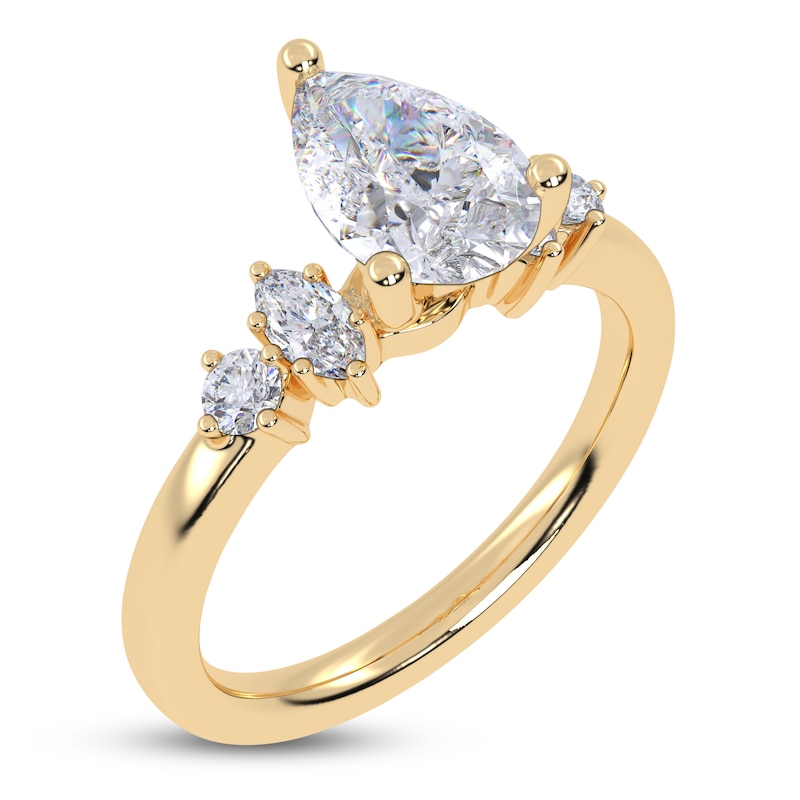 Main Image 2 of Certified Pear-Shaped Lab-Grown Diamond Engagement Ring 1 ct tw 14K Yellow Gold