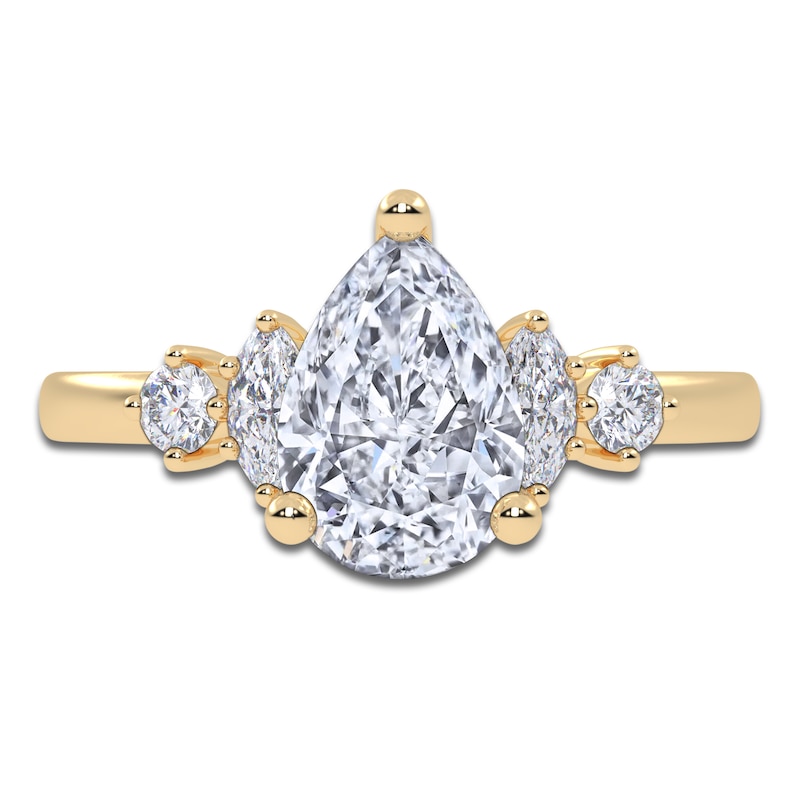 Main Image 3 of Certified Pear-Shaped Lab-Grown Diamond Engagement Ring 1 ct tw 14K Yellow Gold