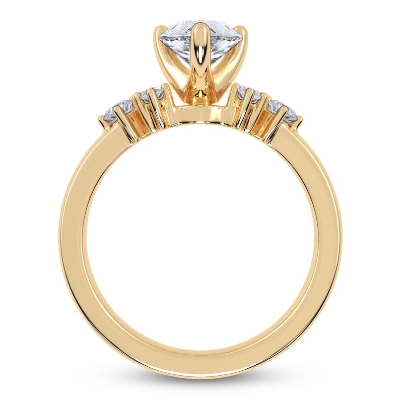 Main Image 4 of Certified Pear-Shaped Lab-Grown Diamond Engagement Ring 1 ct tw 14K Yellow Gold