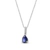 Thumbnail Image 2 of Pear-Shaped Natural Blue Sapphire & Diamond Necklace 1/5 ct tw 10K White Gold 18"