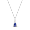 Thumbnail Image 3 of Pear-Shaped Natural Blue Sapphire & Diamond Necklace 1/5 ct tw 10K White Gold 18"