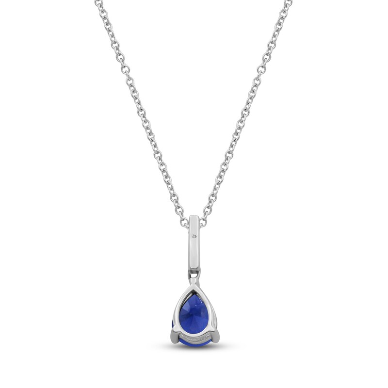 Main Image 3 of Pear-Shaped Natural Blue Sapphire & Diamond Necklace 1/5 ct tw 10K White Gold 18"