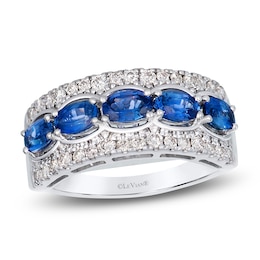 Le Vian Oval-Cut Natural Blue Sapphire Ring 1/2 ct tw Diamonds 14K Vanilla Gold