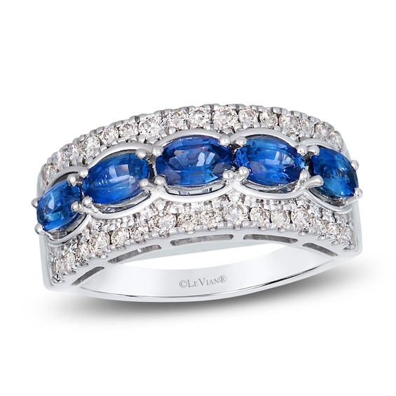 Le Vian Oval-Cut Natural Blue Sapphire Ring 1/2 ct tw Diamonds 14K Vanilla Gold