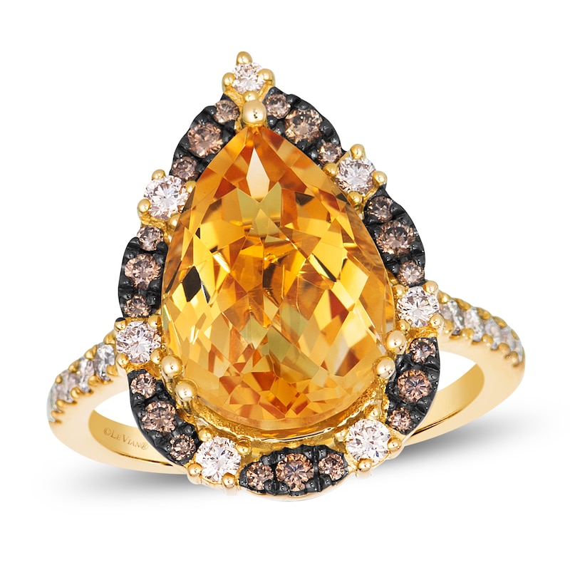 Main Image 1 of Le Vian Pear-Shaped Natural Citrine Halo Cocktail Ring 5/8 ct tw Diamonds 14K Honey Gold
