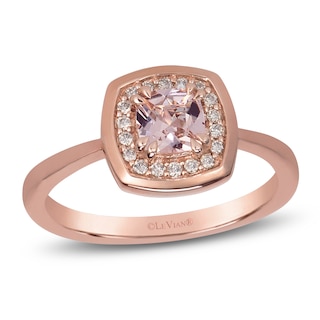 Le Vian Cushion-Cut Natural Morganite Halo Ring 1/15 ct tw Diamonds 14K Strawberry Gold