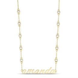 Color Stone Station Nameplate Necklace