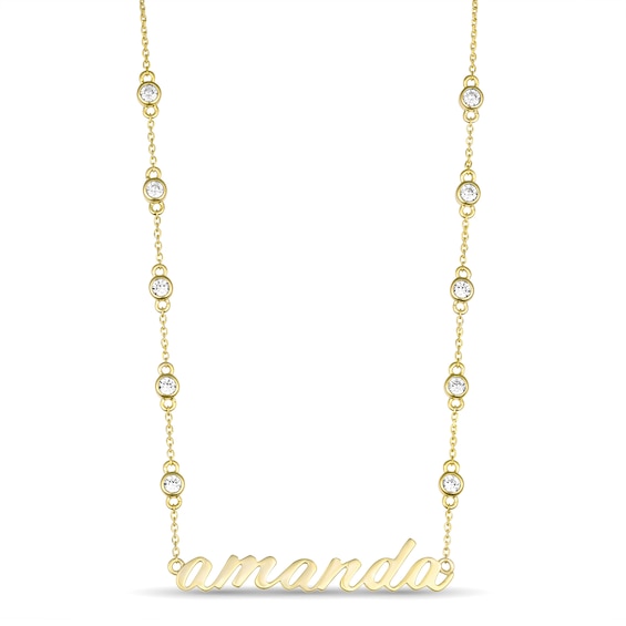 Color Stone Station Nameplate Necklace
