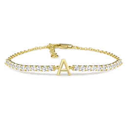 Lab-Created White Sapphire Initial Bracelet