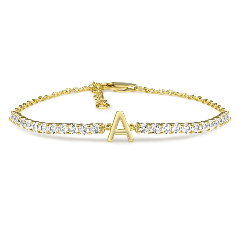 Main Image 1 of Lab-Created White Sapphire Initial Bracelet
