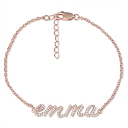 Lab-Created White Sapphire Nameplate Bracelet