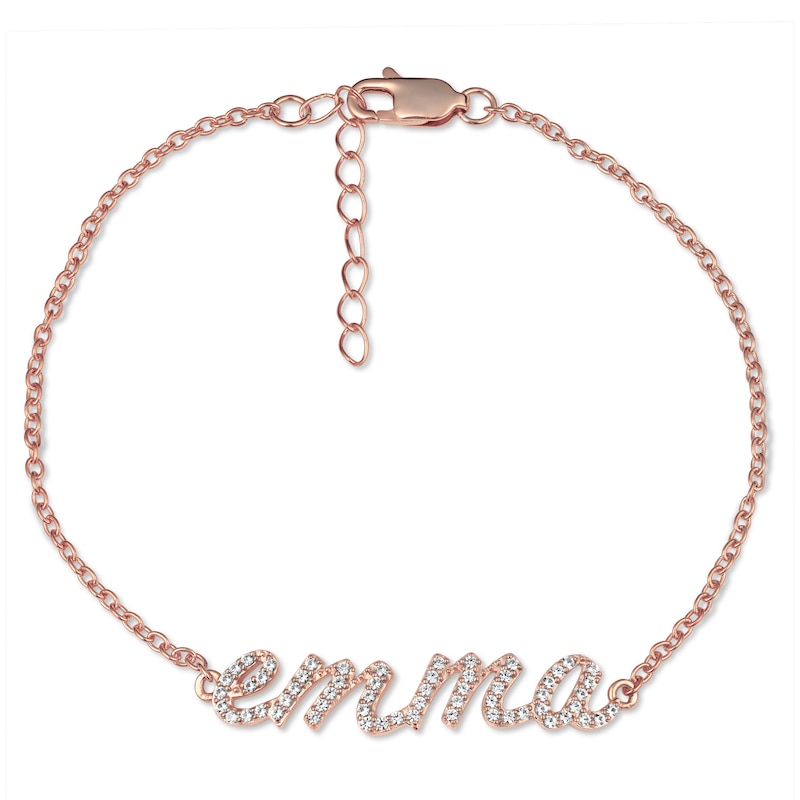 Main Image 1 of Lab-Created White Sapphire Nameplate Bracelet