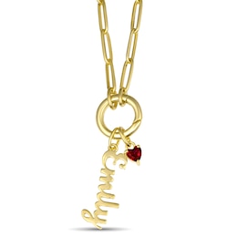 Nameplate and Color Stone Paperclip Chain Necklace