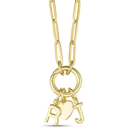 Initials and Heart Paperclip Chain Necklace