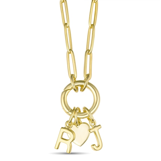 Initials and Heart Paperclip Chain Necklace