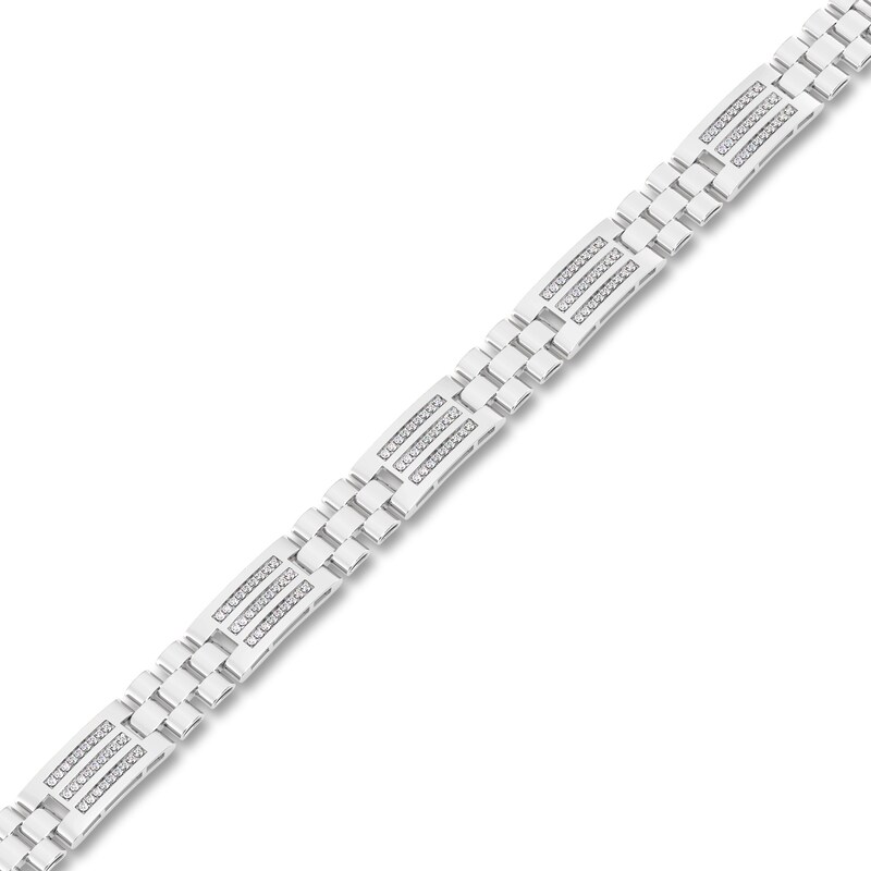 Men's Diamond Bracelet 1 ct tw Round 14K White Gold 8.5"