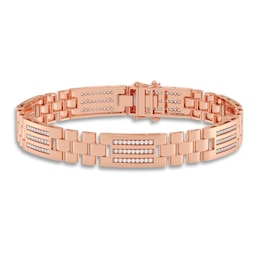 Men's Diamond Bracelet 1 ct tw Round 14K Rose Gold 8.5"