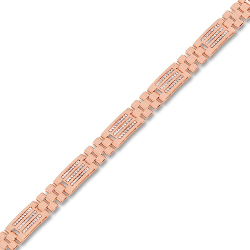 Main Image 2 of Men's Diamond Bracelet 1 ct tw Round 14K Rose Gold 8.5"